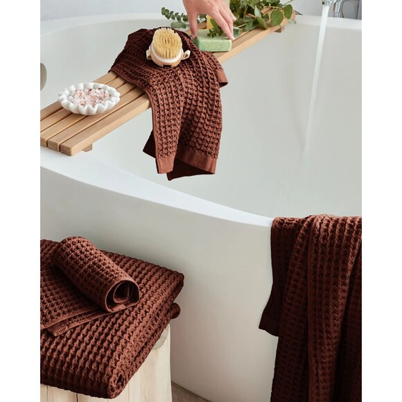NEW Sealed Onsen Supima Waffle Weave 3pc Bath Towel Set Bundle RED CLAY - Picture 2 of 3